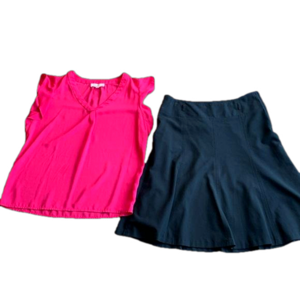 5/$20 BUNDLE 🎈 HM size 10 skirt and pink philosophy medium shirt #3 in box 27
